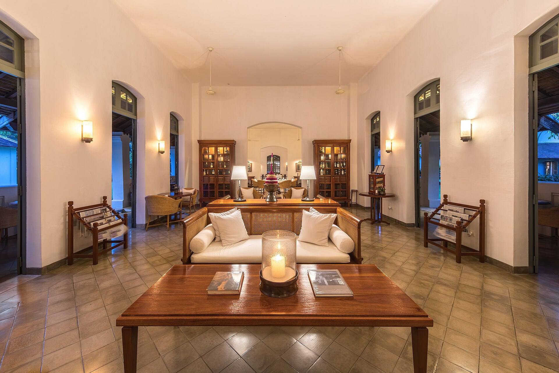 A sitting room in a heritage hotel suite